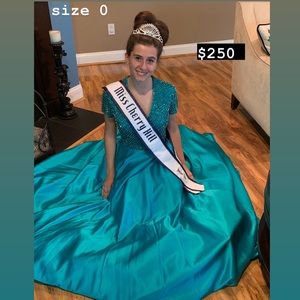 Sherri Hill Teal Ball gown